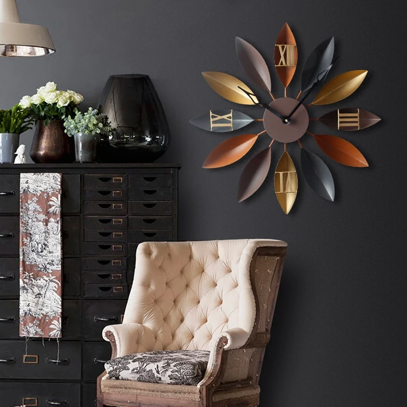 Металлические большие 3d настенные часы современный дизайн гостиная ретро