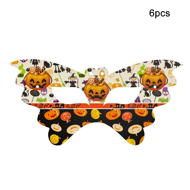 mask-6pcs Halloween Candy Pumpkin Head Theme Creative Party Package Decoration Party Supplies Party Disposable Tableware Cup Plate - Цвет: mask-6pcs