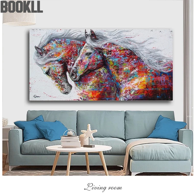

Selflessly Animal Art Two Running Horses Canvas Painting Wall Art Pictures For Living Room Modern Abstract Art Prints Posters