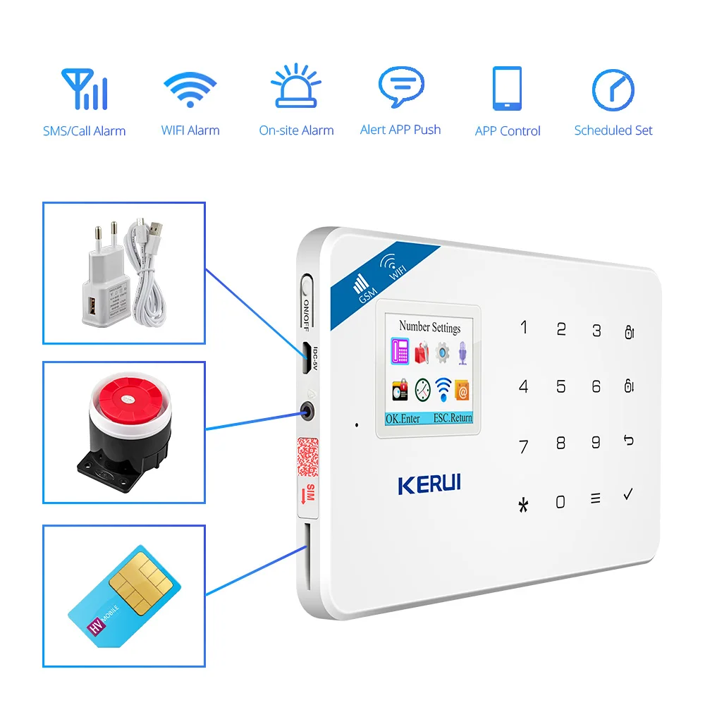

KERUI W18 Security Alarm System WIFI GSM Dual Network Home Protection Anti-Theft Wireless Alarm Panel Phone App Remote Control