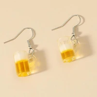 creative trend fruit earrings funny crystal orange beer scissors cute fun earring ear pendientes jewelry personality gift