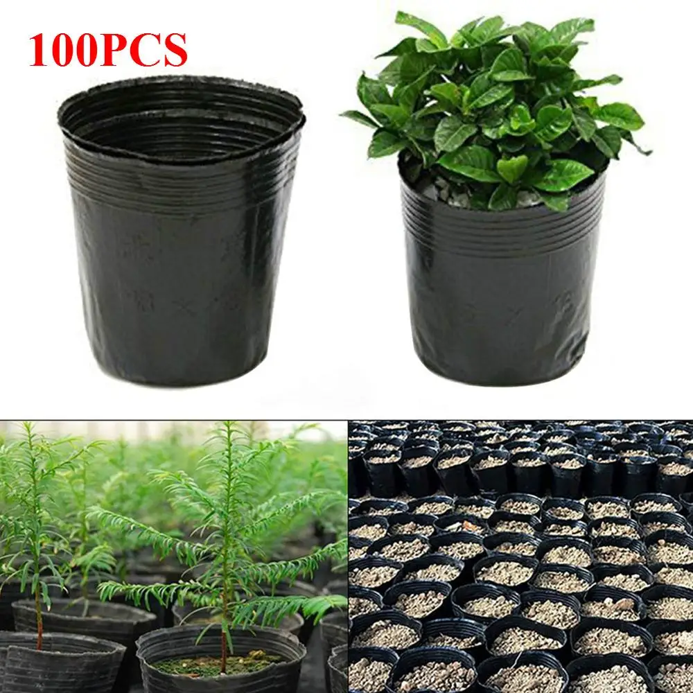 

100PCS Plastic Flower Pot Plant Nursery Flowerpot Seedlings Planter Containers Set