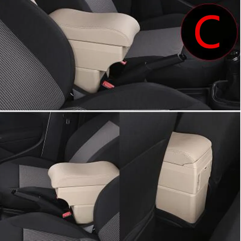 C style Beige Для Kia Rio 4 X-line подлокотник коробка центральный магазин содержание коробка для хранения KIA armresrt с держатель стакана, пепельница продукты USB интерфейс - Название цвета: C style Beige