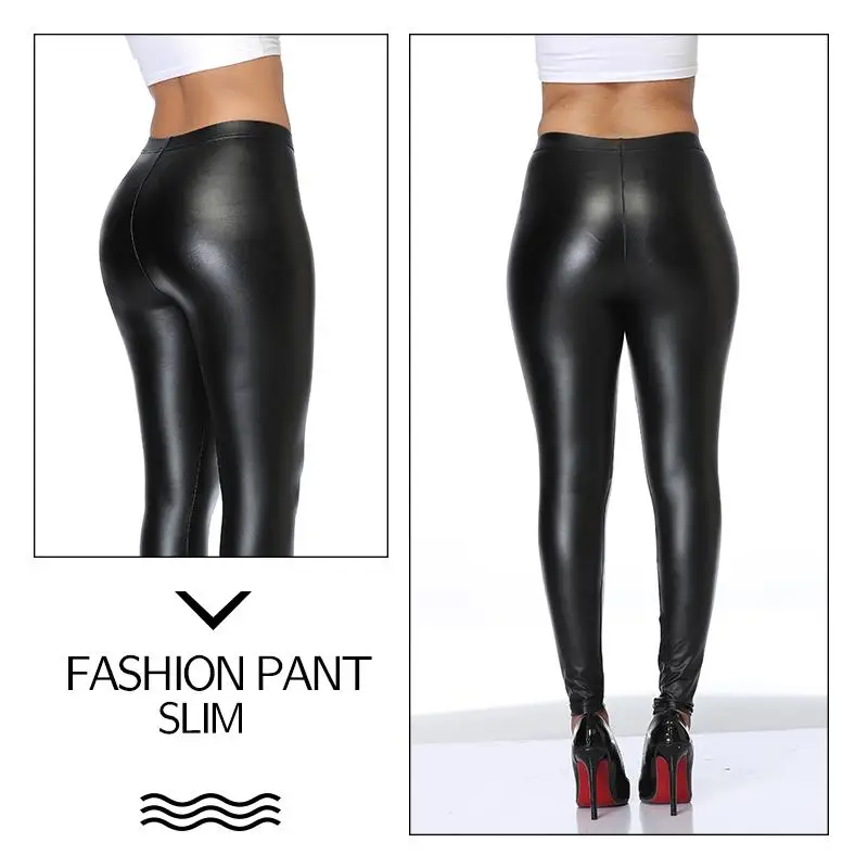 

Pants Ladies Fashion Women PU Skinny Faux Leather Leggings High Waist Compression Pants Slim Push Up Trousers