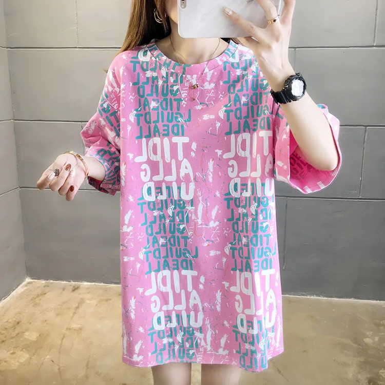 100% хлопок большие графические футболки женские модные с коротким рукавом