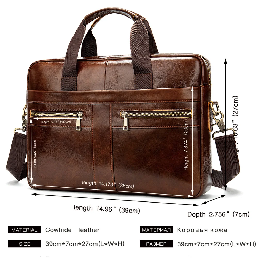 OYIXINGER Men's Genuine Leather Briefcase Man Business Laptop Bag Natural Leather Messenger Bags 2023 New Shoulder Bag For Male