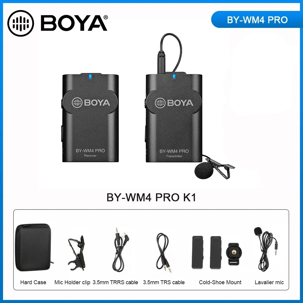 BOYA BY-WM4 Pro 2 4G цифровой беспроводной микрофон для смартфона DSLR камера видеокамера