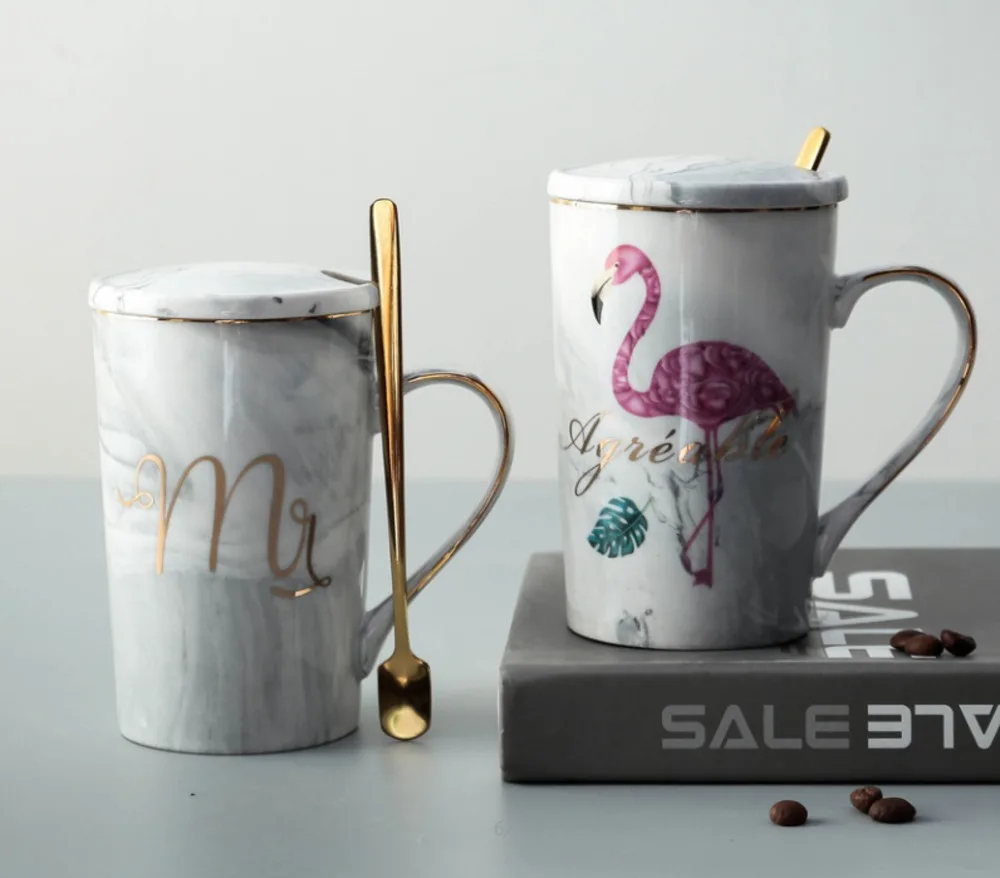 

Luxembourgish cup of Phnom Penh cup of presents, cup of coffee and cup of salmon flamingo