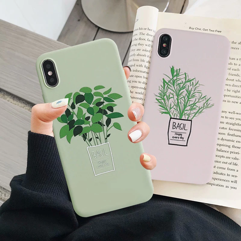 Милый чехол Jamular с зелеными цветами для телефона iPhone XS MAX XR силиконовый мягкий из