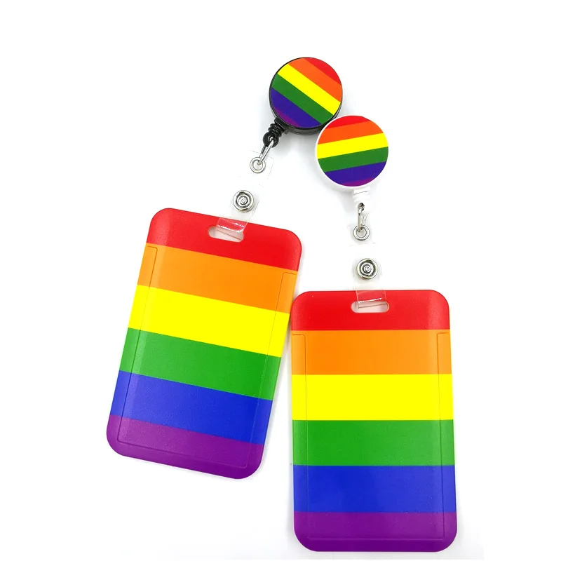 

Homosexuality Rainbow Card Holder Women Men Business Lanyard Badge Card Case Women Card Cover Student Lanyard ID Name Card
