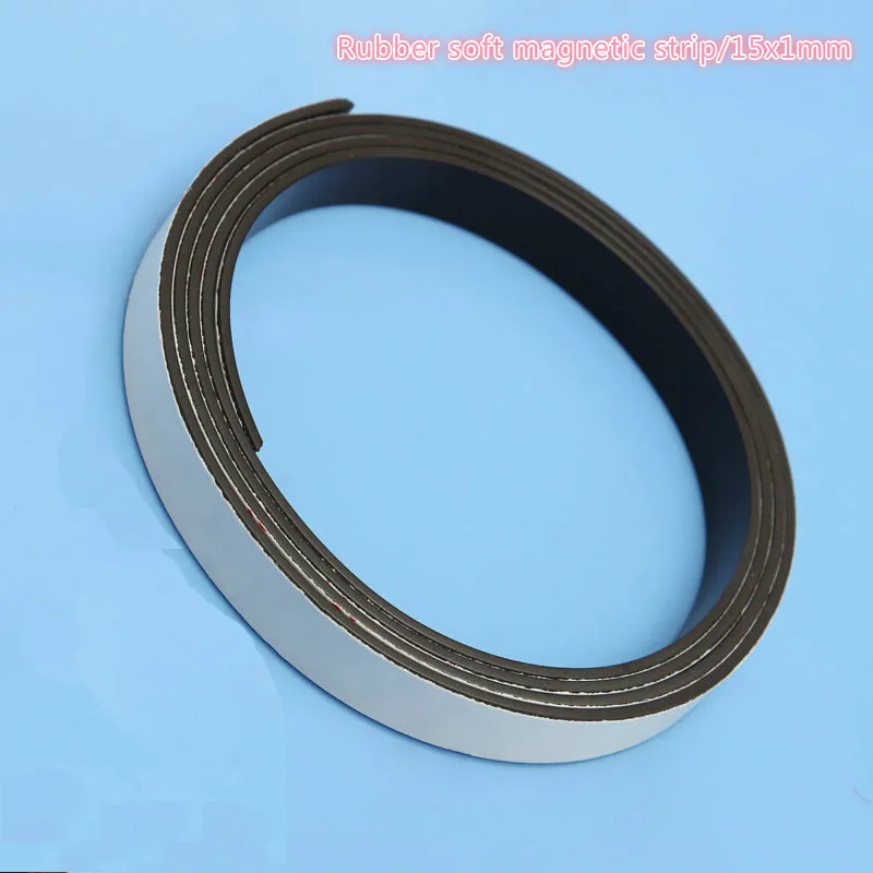 

1M Self Adhesive Flexible Soft Magnet Magnetic Strip Rubber Magnets Tape for Crafts 15*1mm