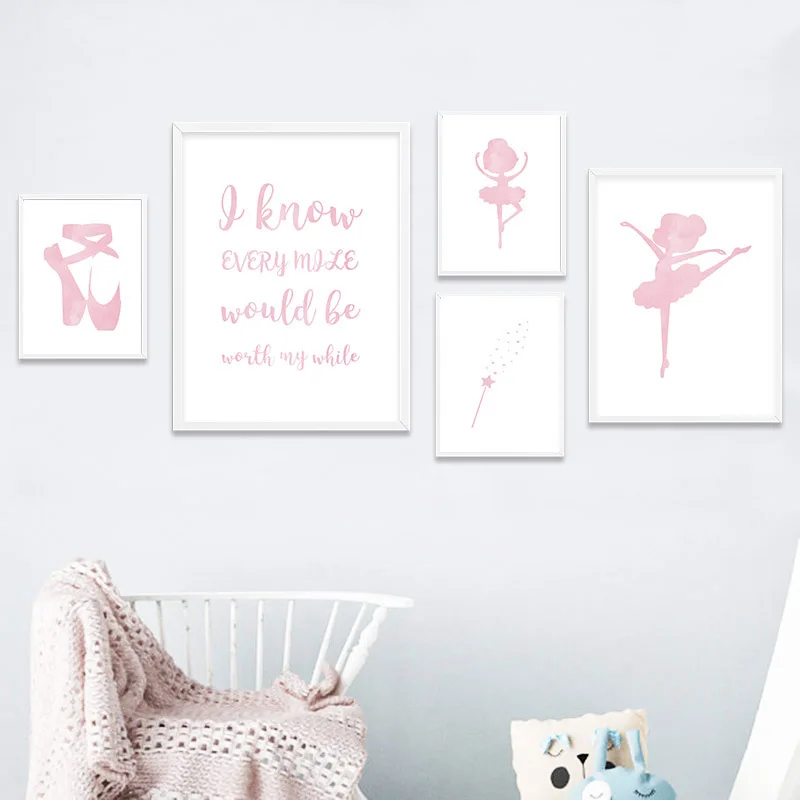 

Baby Girl Nursery Wall Art Canvas Decor Posters Print Cartoon Dance Painting Wall Picture Nordic Kids Bedroom Decoration