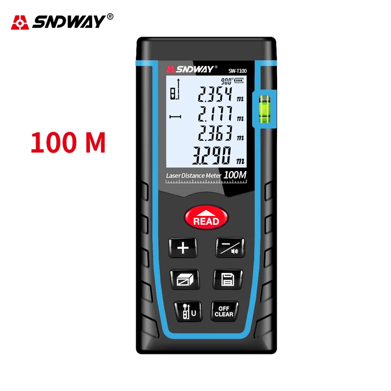 SW-T100 100M Sndway однопузырьковый Лазерный дальномер Прочный лазерный дальномер лазерный измеритель расстояния 40 м 60 м 80 м 100 м Электронный лазерный рулетка - Цвет: SW-T100 100M
