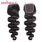 Miss Rola объемные волнистые волосы, кружевное закрытие, 4x4, бразильские человеческие волосы, натуральный цвет, волосы Remy с закрытием, Детские волосы