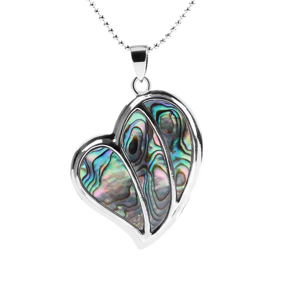 

Trendy Natural Abalone Shell Jewelry Mixed Colors Love Necklace Pendant with Chain