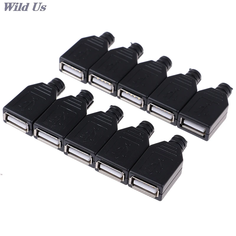 

Разъем USB Type A, 10 шт./лот, 4 контакта, с черной пластиковой крышкой