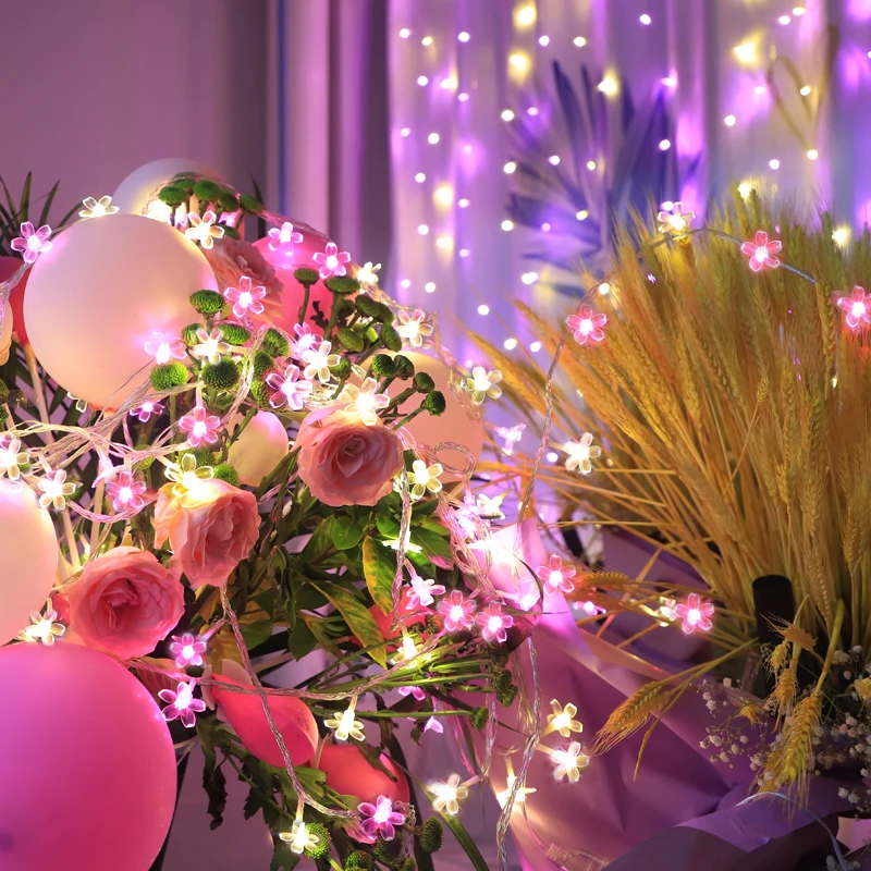 

Solar Led String Light Cherry Blossom Waterproof Garden Indoor Courtyard Balcony Home Decoration Christmas Fairy Flashing Lamb