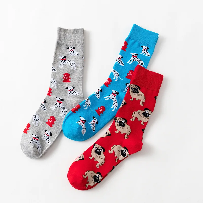 Мужские Разноцветные осенние носки для собак повседневные хлопковые удобные