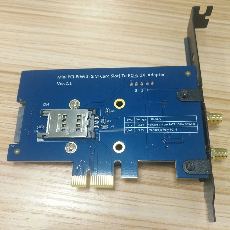

Mini PCI-E PCI Express to PCI-E 1X Adapter with SIM Card Slot for 3G/4G/LTE and WiFi