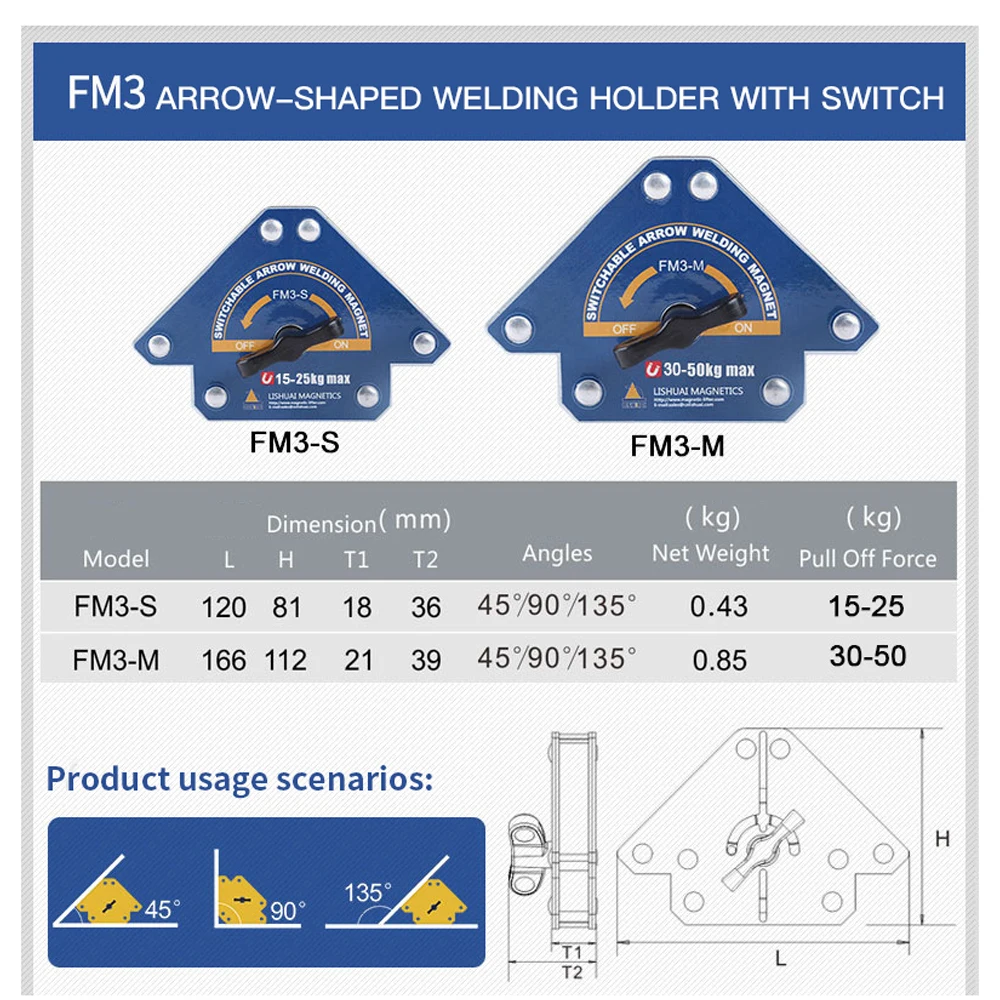 

Welding Magnet Holder Multi-Angle Solder Arrow Strong Hexagon Switch Magnet Weld Fixer Positioner Auxiliary Locator Tool