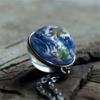 border new products accessories universe space planet double sided glass time gem ball pendant necklace fashion sweater chain