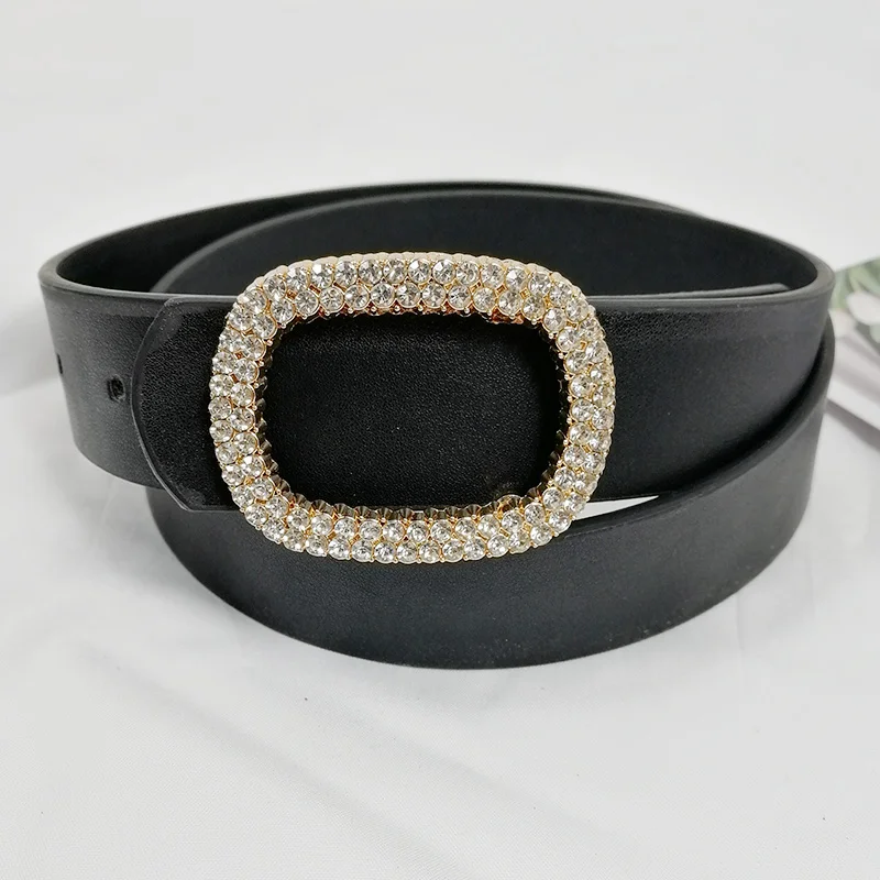 

Luxury Belts For Women Double Ring G Pearl Ceinture Femme Jeans Leather Belt Shinny Rhinestone Waistband Girls Trousers Cintos