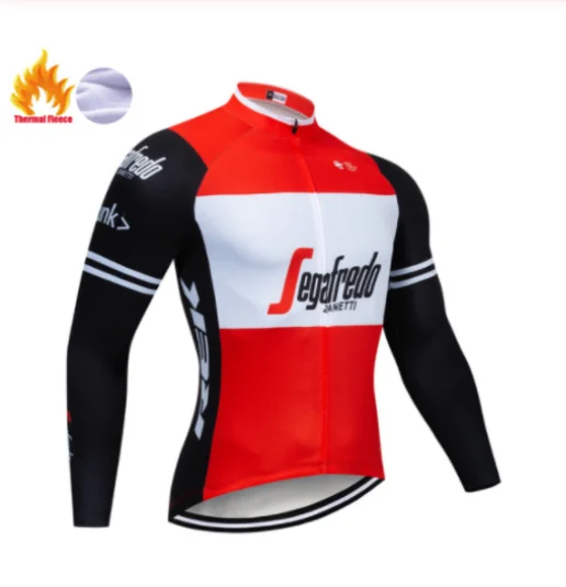 Winter Jersey Трекинг профессиональная команда мужчин флуоресцентный зеленый зимний с длинным рукавом ветрозащитный и теплый флис велосипедная Одежда Набор - Цвет: Winter Jersey