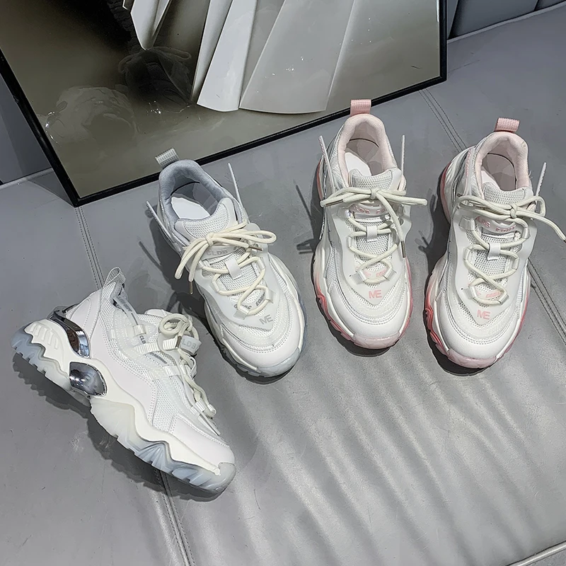 

Women's Sneakers Summer 2021 Shoes Platform Woman-shoes Tennis Female New Thick Sole Fashion Transparent Roses Casual Heels