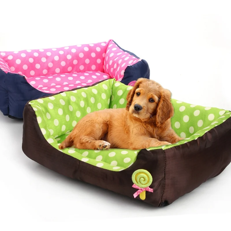 Зимний диван для собак бархатная кровать питомцев в горошек щенка котенка