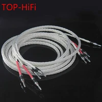 top hifi pair occ silver plated 8ag 8n speaker cable hifi audio loudspeaker cable with banana plug connector jack