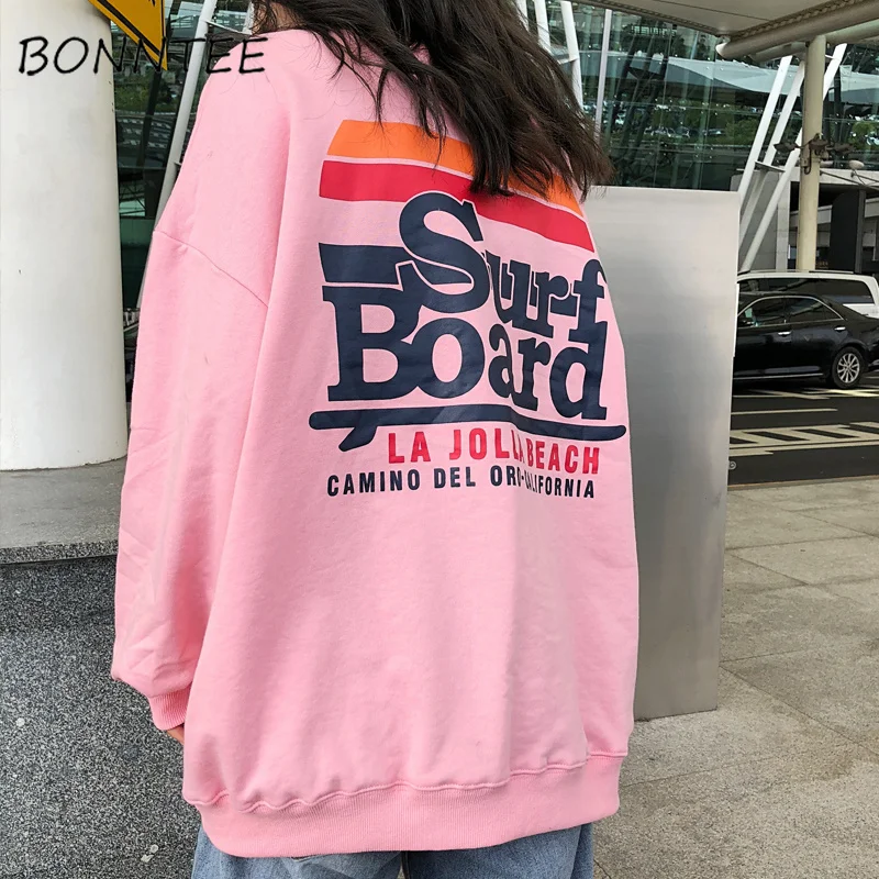 Женская толстовка с круглым вырезом и буквенным принтом яркий Свободный пуловер