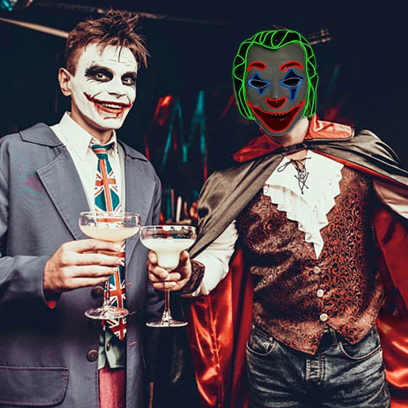 Светодиодная маска клоуна для Хэллоуина светящаяся светодиодсветодиодный с