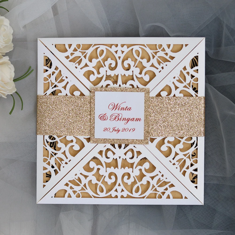 10 шт. кружевной полый лазерный разрез с цветами для свадебных приглашений