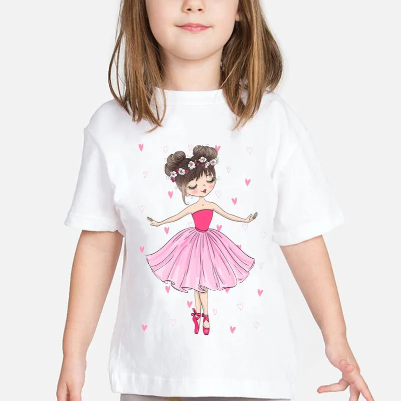 Футболка для девочек с принтом балерины розовая футболка надписью Love милая