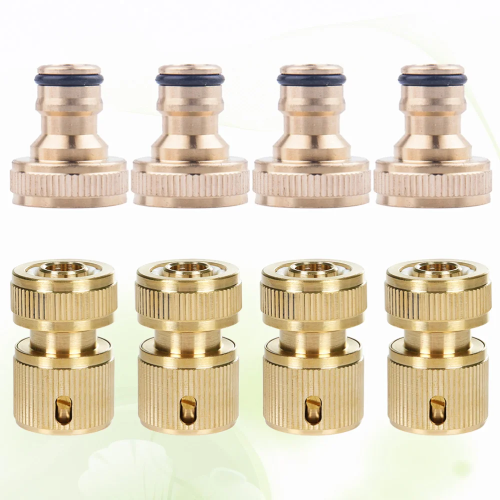 

8PCS Brass Quick Connector Garden Hose Fitting Garden Hose Water Hose Connectors 1/2 Inch External and 3/4 Internal Connecto