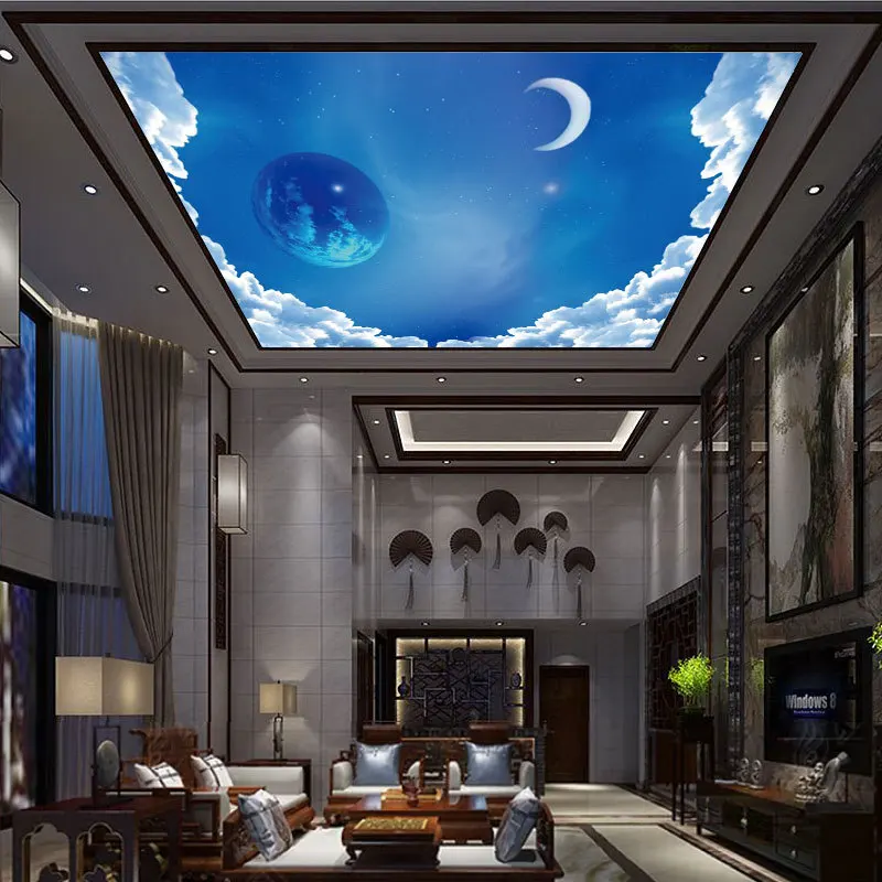 

Modern 3D Photo Wallpaper Blue Sky Moon Wall Papers Home Interior Decor Living Room Ceiling Lobby Mural Wallpaper