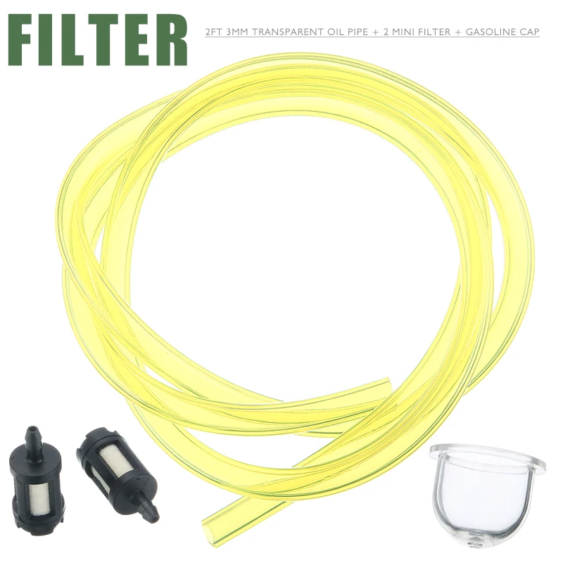 2FT 3 мм прозрачный топлива трубы 2 мини фильтр + Грунтовка подходит бензиновый
