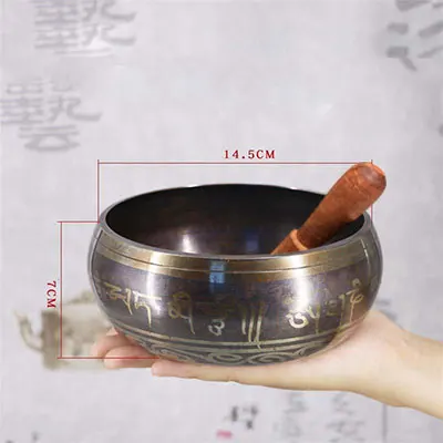 Bronze 14.5 CM Тибетская Поющая чаша декоративная-настенная посуда домашнее украшение Xizang Sacred Dharma Monks Lama - Цвет: Bronze 14.5 CM