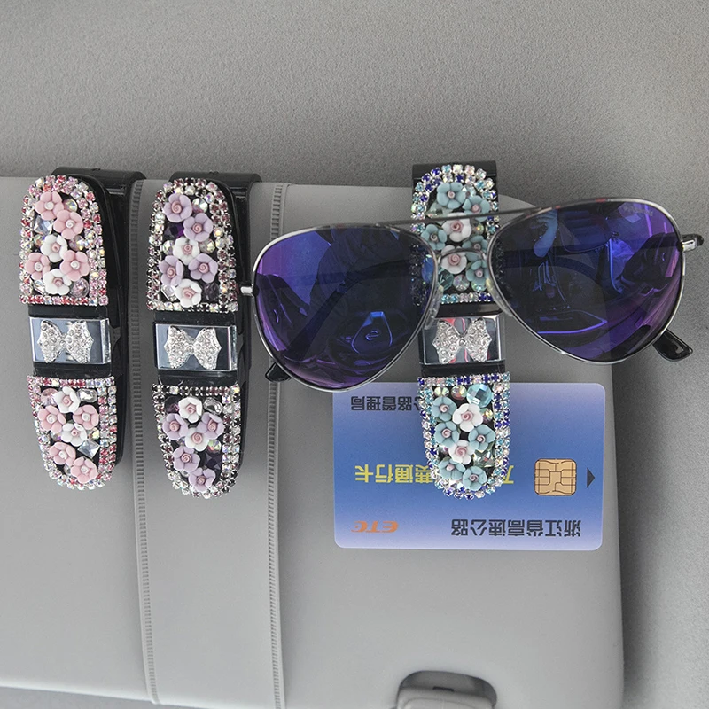 Блестящие автомобильные держатели для солнцезащитных очков зажим