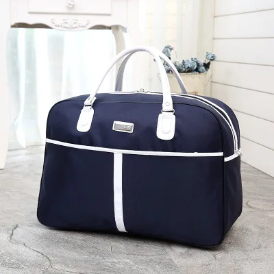 

Women Overnight Weekend Traveling Bag Ladies Stripe Handbag Big Travel Bag Light Luggage Men Foldable Duffle Bags Korean 2020