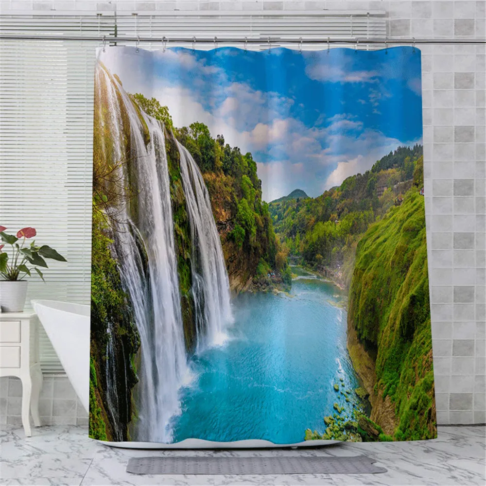 Зеленая занавеска для душа летнее лесное дерево украшение ванной комнаты