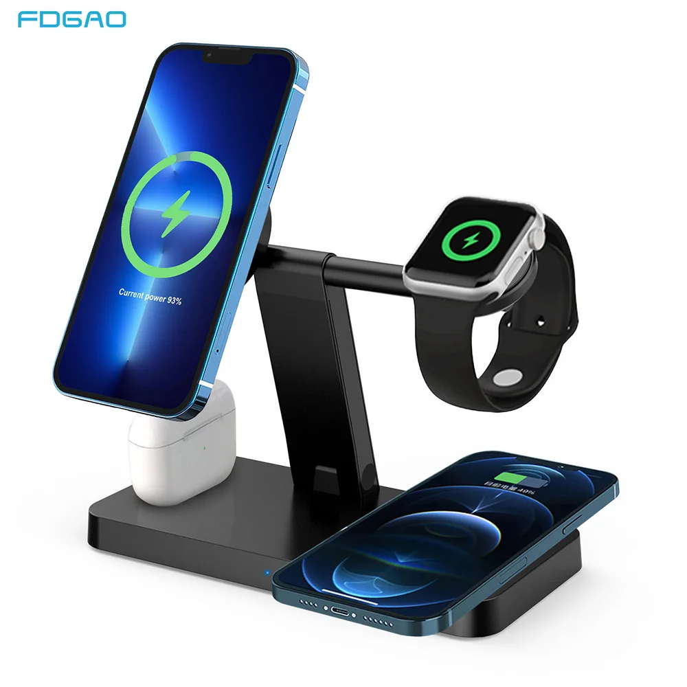 

4 in 1 15W Magnetic Wireless Charger for iPhone 13 12 Pro Max Mini 11 XS XR X 8 Apple Watch 7 Airpods Pro 3 Fast Charging Stand