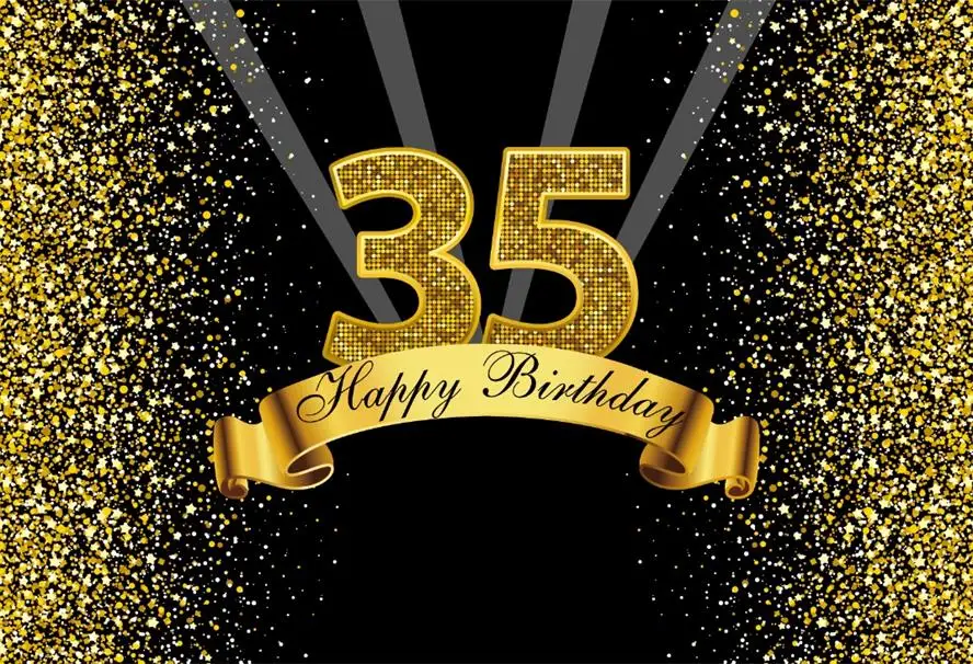 NLT35TH Счастливый 30th 40th 50th 60th День Рождения Вечеринка Золотой горошек праздник плакат ПОРТРЕТНАЯ ФОТОГРАФИЯ фоновая фотосъемка - Цвет: NLT35TH