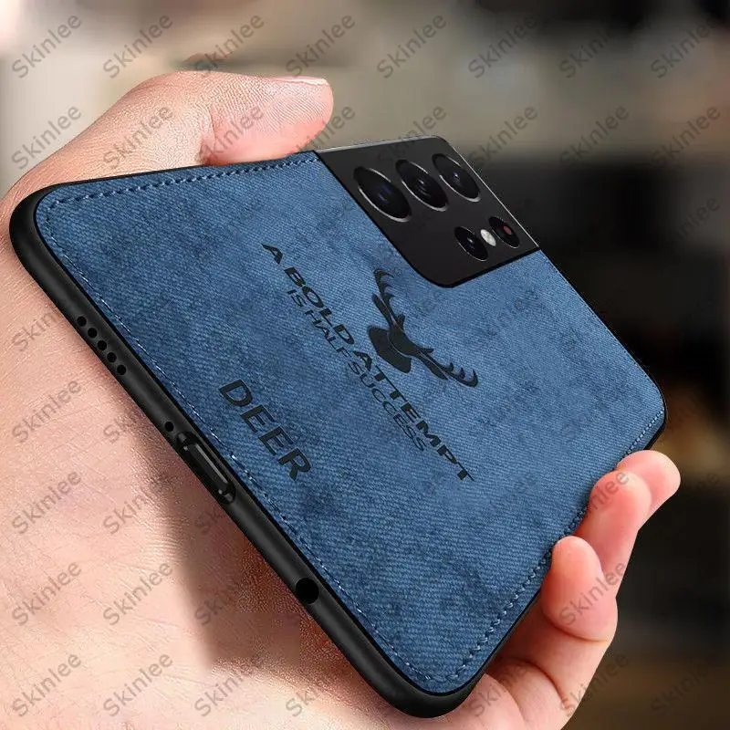 

Soft Case For Samsung Galaxy S21 Ultra Luxuy Brand Texture Elk Deer Cloth Case For Samsung S21 Plus S20 A52 A72 5G A32