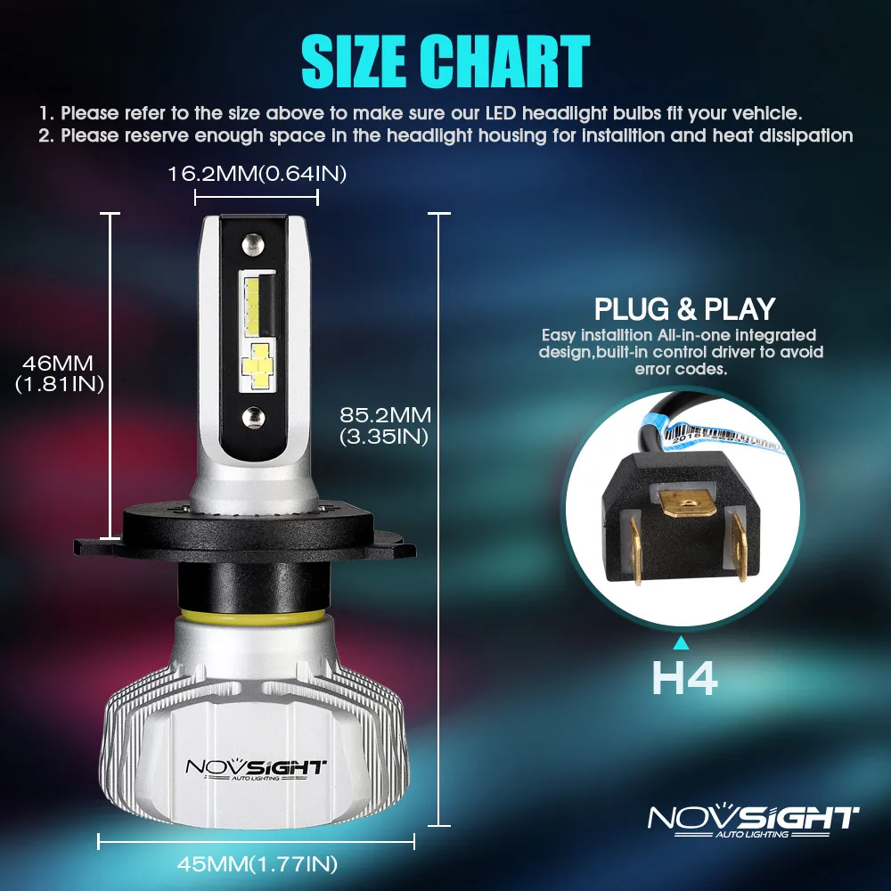 NOVSIGHT H7 светодиодные лампы H4 диодные лампы для авто H1 H8 H11 комплект фар 9005 HB3 9006 HB4 для Авто 12V Светодиодный светильник 50W 10000LM