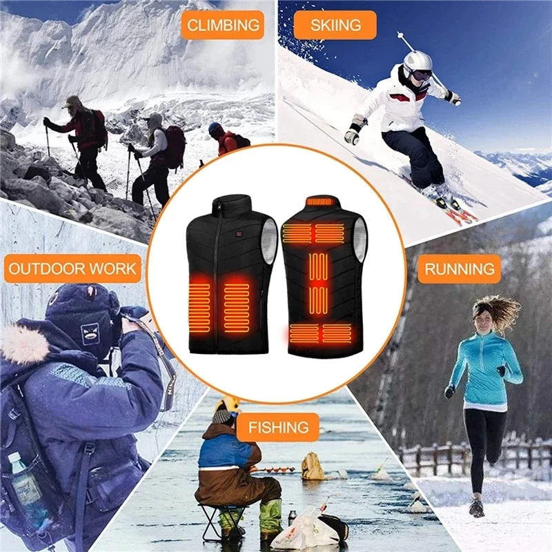 11 Heated Vest Jacket Men Women Fashion Winter Coat Intelligent USB Heating Thermal Warm Clothes Plus S-5XL | Спорт и развлечения