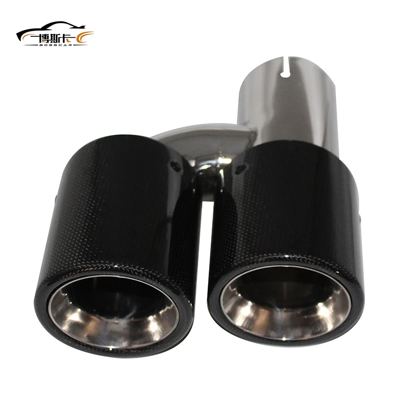 1pcs exhaust pipe silencer tail throat H-shaped carbon fiber bright double outlet 304 stainless steel flared SZ011 | Автомобили и