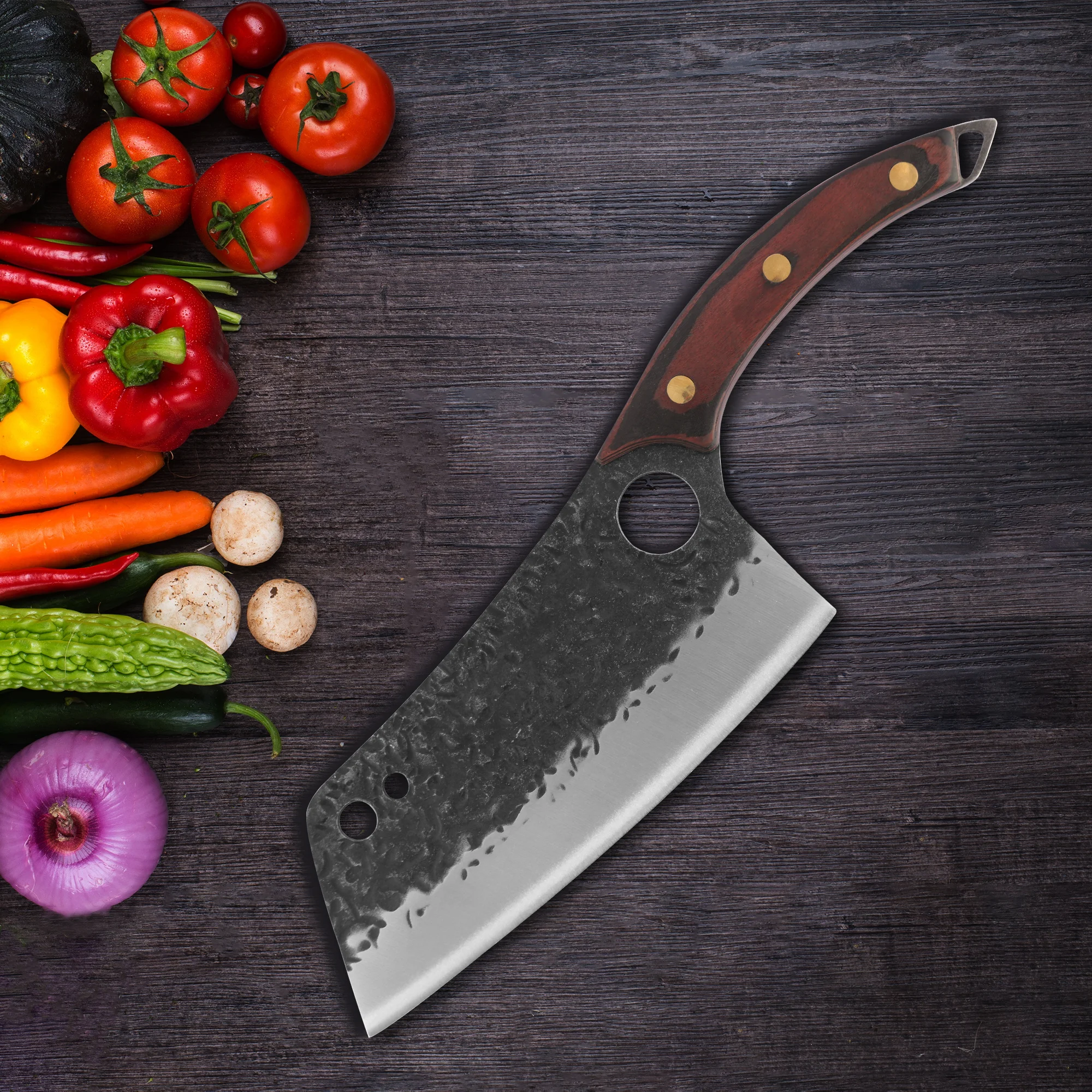 

Нож-Кливер кухонный из нержавеющей стали с деревянной ручкой, 7 дюймов