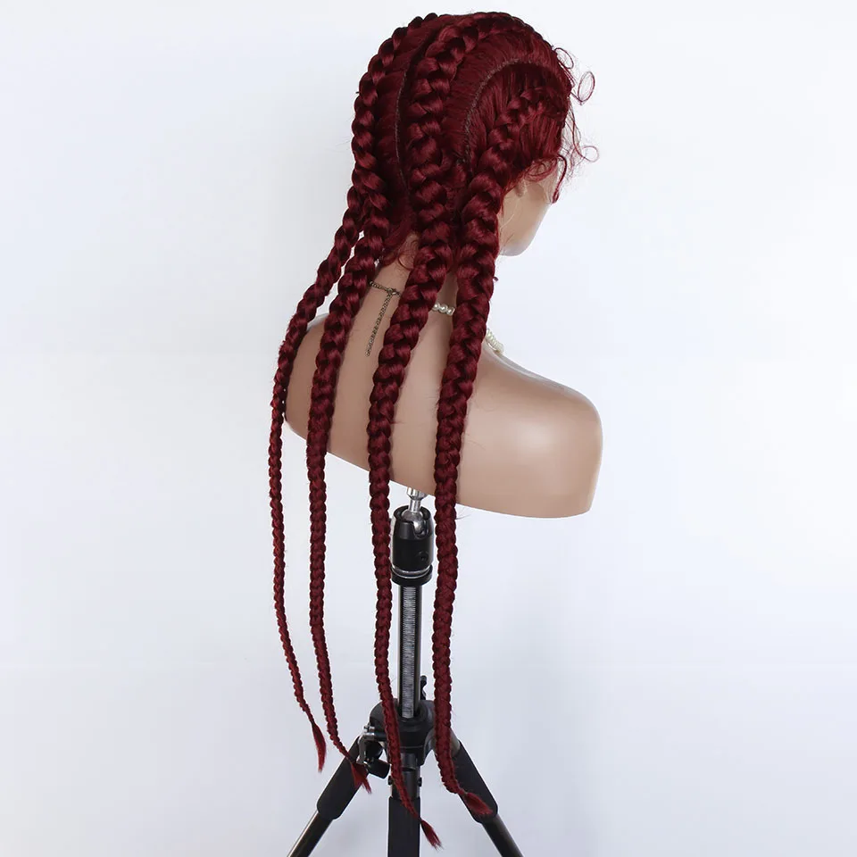 Парик для синтетических волос 99J термостойкие волосы с плетением 4 косички цвет