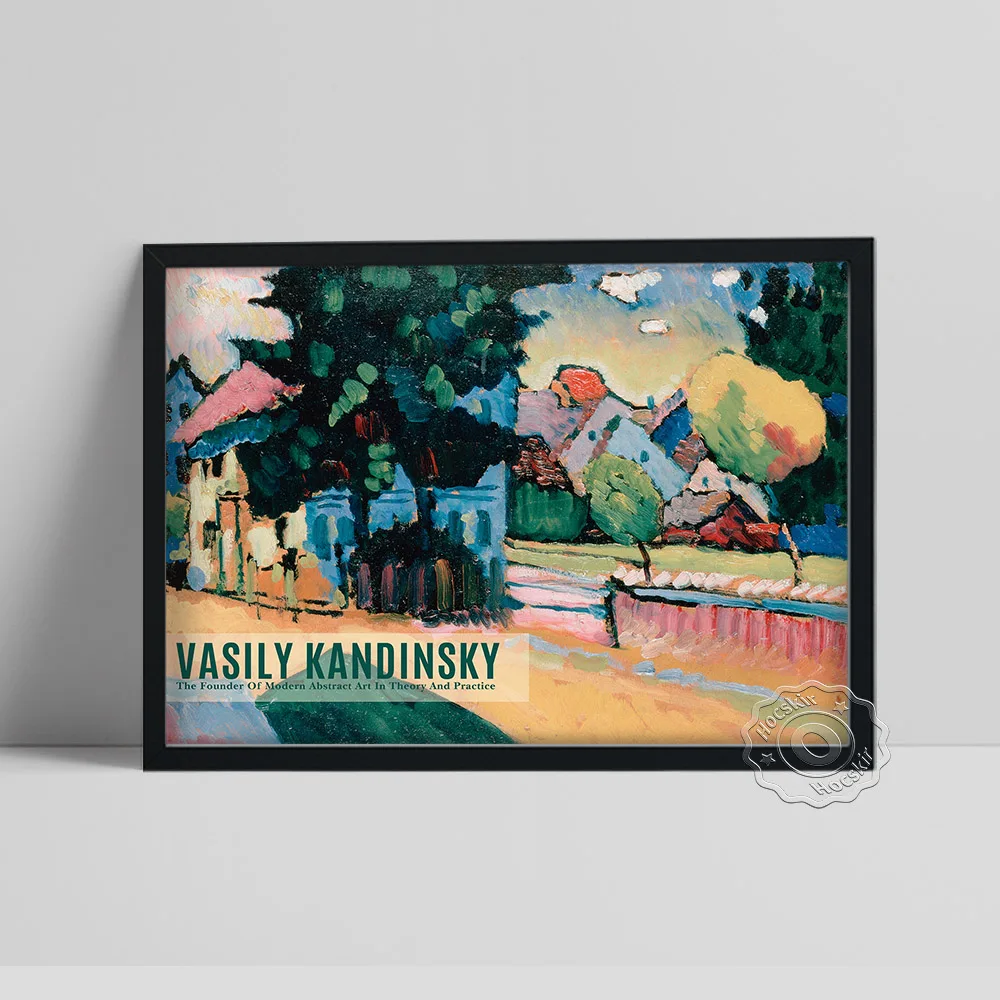 

Wassily Kandinsky Exhibition Poster, Murnau Landscape With Green House Painting, Abstract Scenery Wall Stickers, Vintage Decor